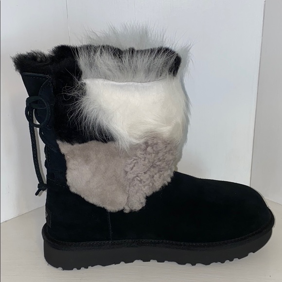 AUTH NIB UGG CLASSIC SHORT PATCHWORK FLUFF BOOT - Picture 4 of 14